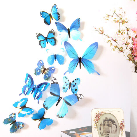 12pcs 3D PVC Papillons À faire soi-même Papillon Autocollant Art Décoration murale stickers