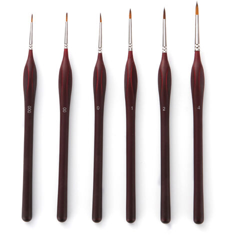 6 Miniature Art Brosses Pour Professional Sable Cheveux Détail Peinture Brush Set