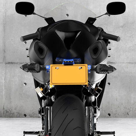 BONNIO Support de Support de Cadre de Plaque dimmatriculation Aluminium Moto Universelle avec lumière LED