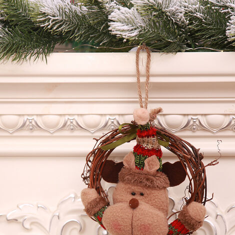 Decoration De Noel Pour La Maison Couronne De Rotin Naturel Pere Noel Bonhomme De Neige Couronne