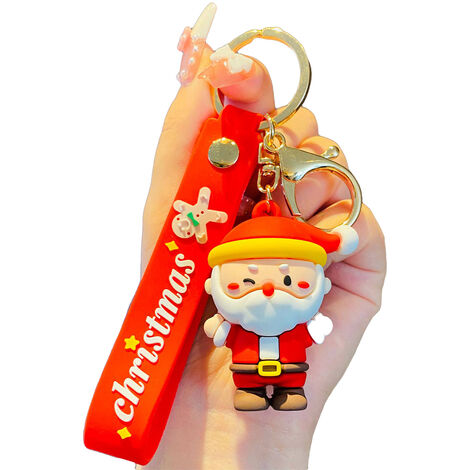 Lot Père Noël Bonhomme de neige Keychain Porte-clés Pendentif Bijoux Cadeau Noël Decor