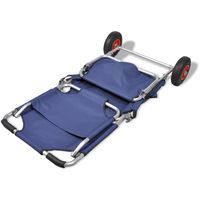 Vidaxl Chariot De Plage Avec Roues Portable Et Pliable Bleu