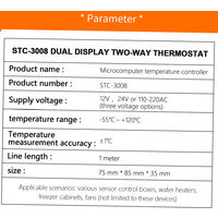 Contrôleur de Température de Thermostat à Double Affichage Numérique avec Double Sortie de Relais de Sonde NTC, DC 24V - DC 24V