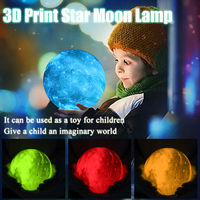 3D Imprimer Etoile Lune Lampe Coloree Change Home Decor Creative Usb Cadeau Rechargeable Led Night Light Decor Lampe, 20Cm