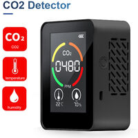 Détecteur de qualité de l'air 3 en 1 Moniteur de température et d'humidité serre Moniteur de dioxyde de carbone CO2 Pour maison bureau entrepôt Noir 