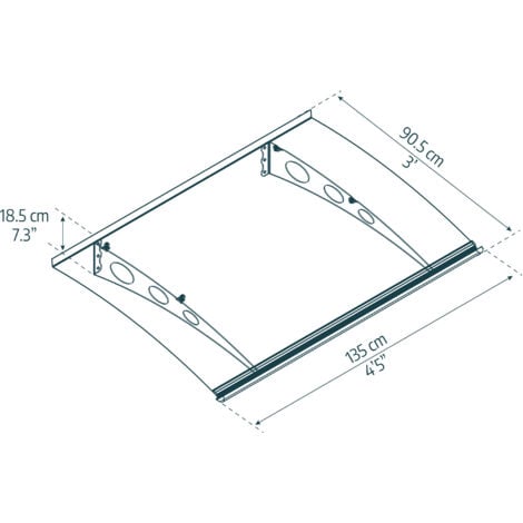 Canopia Marquise de porte Garamond 135 x 90.5 cm Gris