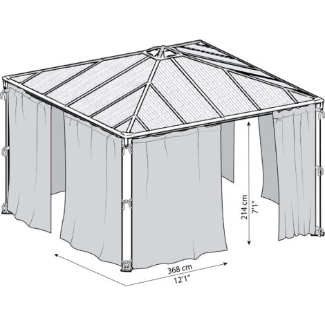 Rideaux pour tonnelles de jardin 3K gris – Polyester imperméable – Dimensions 360 x 217 cm – Résistant aux UV et lavable en machine – La Maison Du Jardin (1/10)