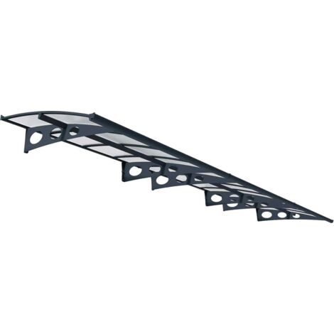 Canopia By Palram – Marquise de porte Herald 139x671x33 cm – Panneau polycarbonate 6mm résistant UV – Bras acier galvanisé gris foncé – Kit montage inclus