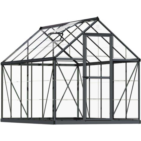 Canopia By Palram – Serre de jardin polycarbonate 5,7 m² – Aluminium résistant à la rouille – Panneaux transparents traités UV – Montage facile avec système coulissant