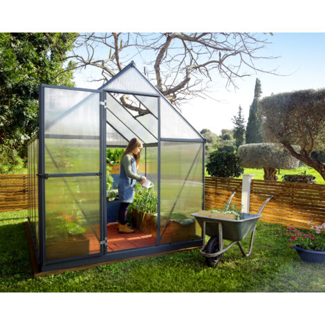 Canopia By Palram – Serre de jardin polycarbonate 4mm – Structure aluminium résistante – Épaisseur des parois 75 kg/m² – Montage facile avec système coulissant (1/5)