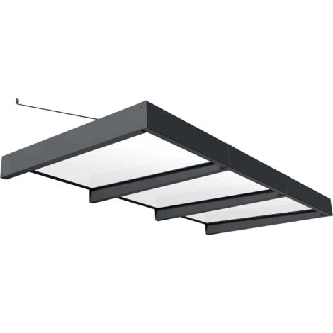 Canopia By Palram – Marquise de porte Sophia XL 120x100cm – Aluminium gris, acrylique 4mm – Résistance vent 120 km/h, neige 200 kg/m² – Installation rapide
