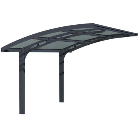 Palram – Carport en aluminium Arizona Wave 5000 – Toit arqué résistant aux intempéries – Dimensions 495x289 cm – Charge de neige 75 kg/m²
