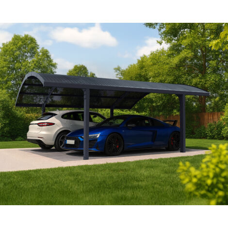 Palram - Canopia – Carport Arizona Wave gris en aluminium – Panneaux en polycarbonate 100% UV – Résistant aux intempéries – Abri de voiture ou auvent de patio (1/5)
