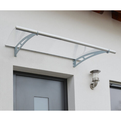 Palram – Marquise de porte Aquila 150,5 x 91,5 cm – Structure en aluminium laqué gris – Panneau acrylique 4 mm – Protection contre intempéries (1/10)