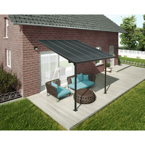 Canopia By Palram – Pergola Capri gris anthracite 314x295-299cm – Structure en aluminium – Toit en polycarbonate teinté bronze – Protection UV (1/8)