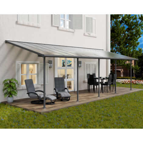 Palram - Canopia – Pergola Sierra gris 3x4m – Aluminium inoxydable – Toiture sans vis – Protection UV 100% – Matériaux 100% recyclables