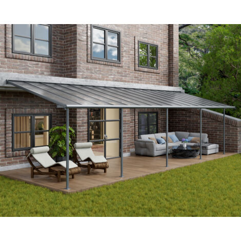 Palram - Canopia – Pergola Sierra 3x9,7m grise en polycarbonate – Structure en aluminium inoxydable – Toit sans vis pour protection optimale – Design moderne (1/5)