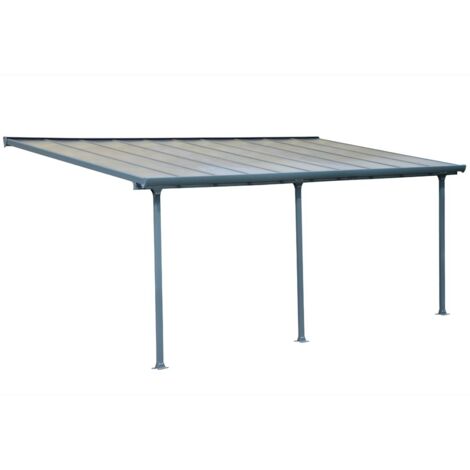 Palram – Abri de terrasse aluminium Feria anthracite 295x610x305 cm – Panneaux polycarbonate 8 mm – Protection UV – Installation facile Click N' Lock