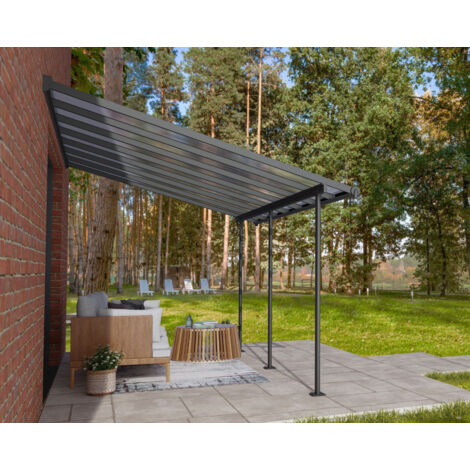 Canopia By Palram – Pergola Sierra gris en polycarbonate et aluminium – Toiture sans vis – Protection UV 100% – Design moderne pour terrasses