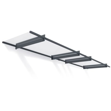 Palram - Canopia – Marquise de porte Nancy gris – Auvent 94 x 150,5 cm – Structure aluminium et acier galvanisé – Panneaux acryliques 4 mm UV résistant