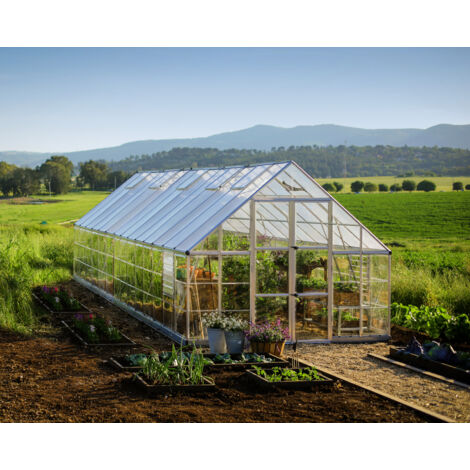 Palram - Canopia – Serre de jardin polycarbonate 3,04 m x 9,64 m – Structure en aluminium renforcé – Panneaux double-parois 4 mm – Ventilation manuelle