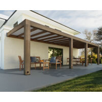 Palram - Canopia – Pergola en bois de cèdre 3 x 10 m – Design moderne avec gouttières intégrées – Résistante aux intempéries et facile à installer