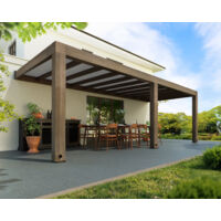 Palram - Canopia – Pergola en bois de cèdre 3 x 7,3 m – Design moderne avec gouttières intégrées – Résistante aux intempéries et facile à installer