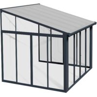 Canopia By Palram – Véranda SanRemo gris 314x300 cm – Cadre aluminium laqué blanc – Panneaux polycarbonate 8 mm – Hauteur ajustable 2,85 à 3,1 m