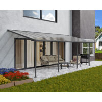 Palram - Canopia – Pergola Sierra 3x7,4m en polycarbonate gris – Structure en aluminium inoxydable – Toit sans vis pour protection optimale – Design moderne