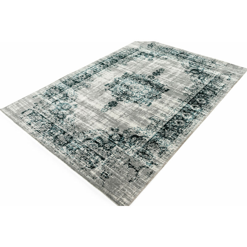 LIFA LIVING Alfombras de habitación, Alfombra para Cocina y Salón tamaños (Gris Oscuro - Azul Oscuro, 160x230cm)