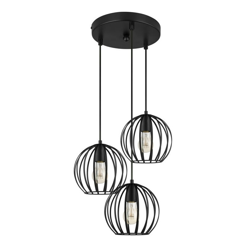 Lifa Living Juego de tres colgantes negras techo metal suspensión industriales candelabro cocina y e27 luz