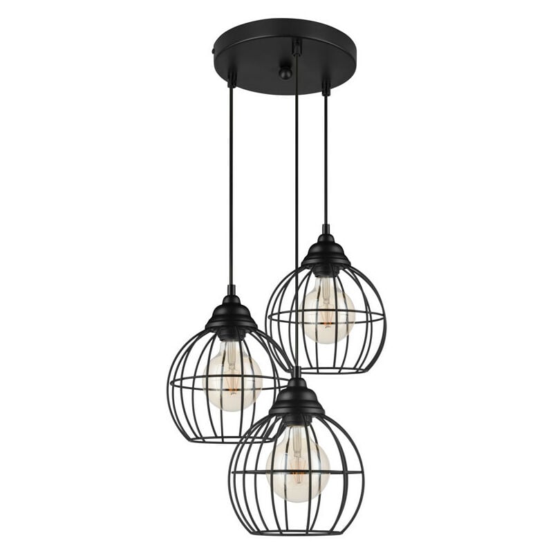 Lifa Living Colgante de metal negro juego 3 estilo escandinavo candelabro cocina y dormitorio e27 led 143 37