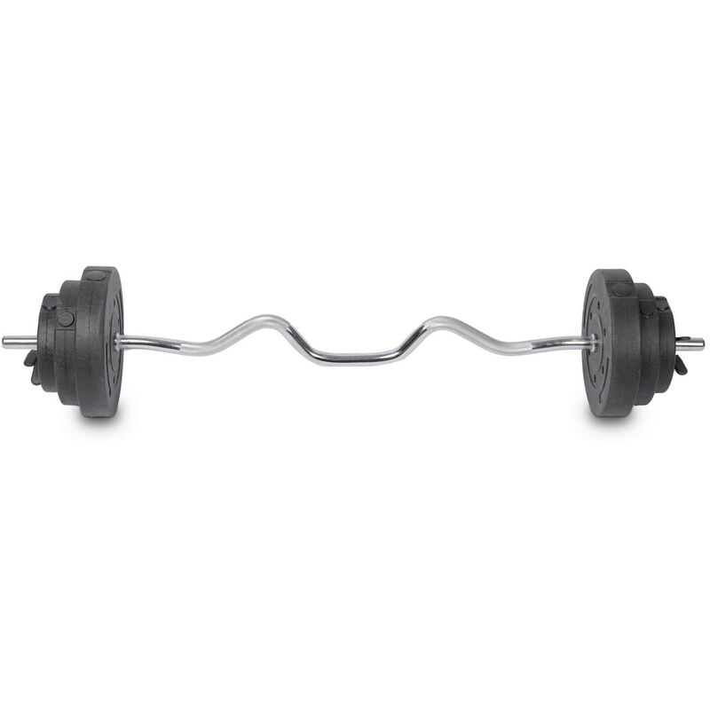 REBBLO Barras de acero inoxidable 120 cm, Barra de fitness 23 kg, Entrenamiento completo de piernas, brazos, espalda y hombros, discos de 1,25, 2,5 y 5 kg