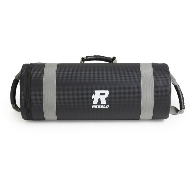 REBBLO Saco de arena unisex para adultos, Sandbag, Bolsa de potencia ajustable, Bolsas con asas a los lados y en el centro, Para el entrenamiento de fuerza y resistencia, 15 kg, Negro