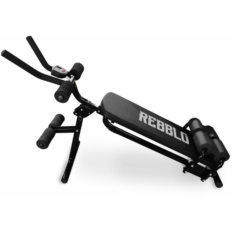 REBBLO Abdominal trainer con pantalla digital, Banco de abdominales multifuncional, Equipo de fitness para brazos piernas glúteos, 120 x 41 x 70 cm, Max 100 kg