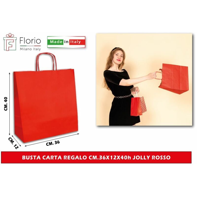 BUSTA CARTA REGALO CM.36X12X40h JOLLY ROSSO