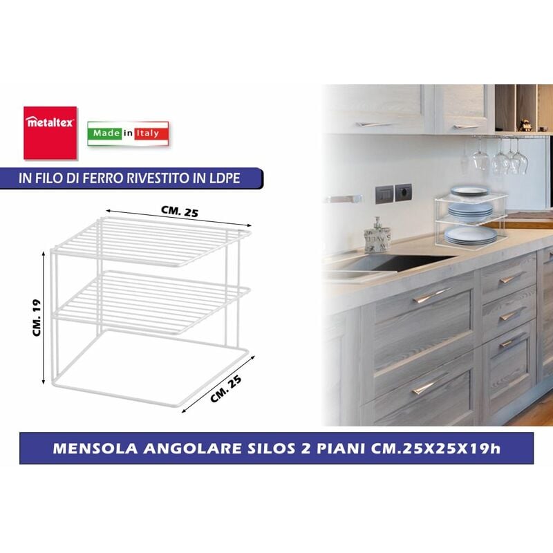 Metaltex Mensola angolare 1 Piano, Nero, 2 PIANI…