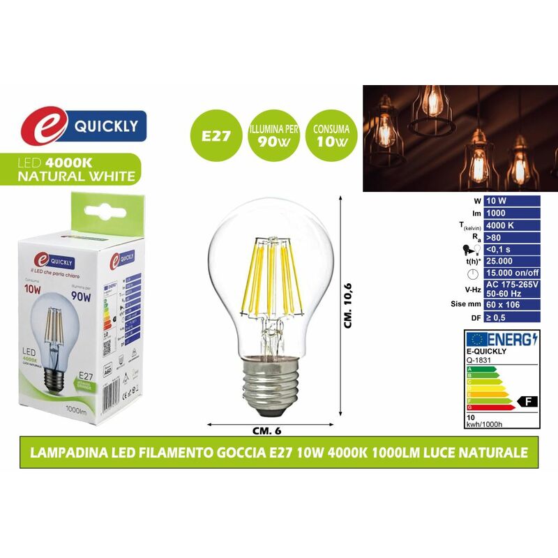 lampada led filamento dimmerabile 10w