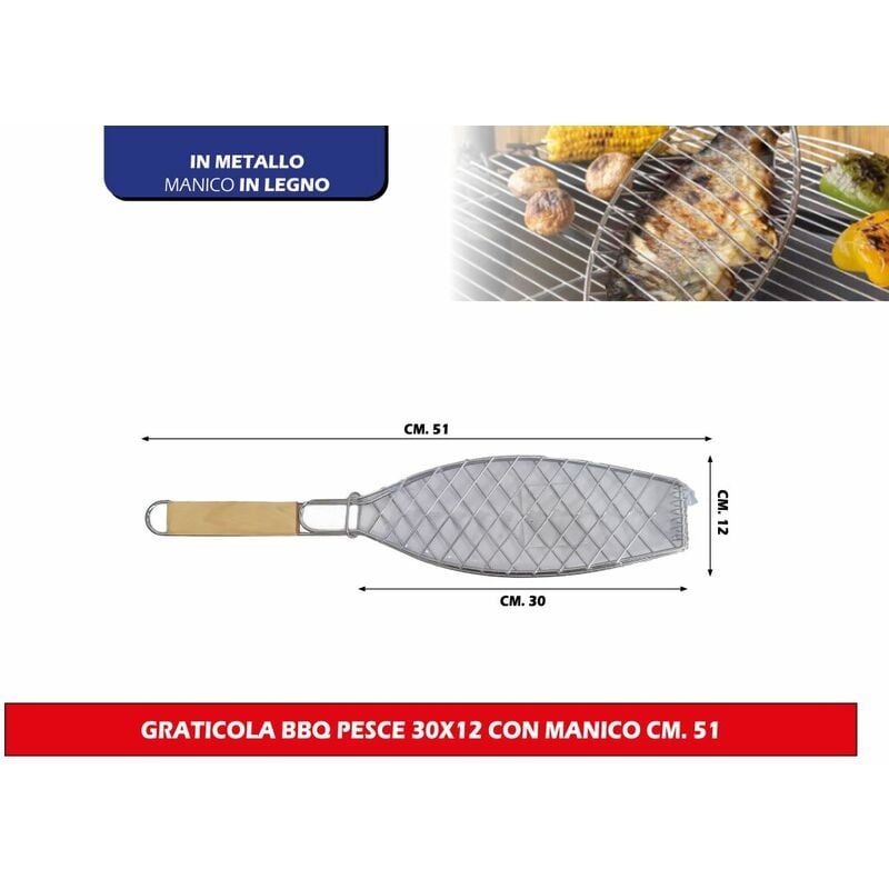 GRATICOLA BBQ PESCE 34X14 CON MANICO CM.24