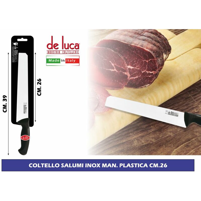 COLTELLO SALUMI INOX MAN. PLASTICA CM.26