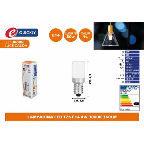 LAMPADA LED T26 E14 4W 3000K 360LM L.CALDA