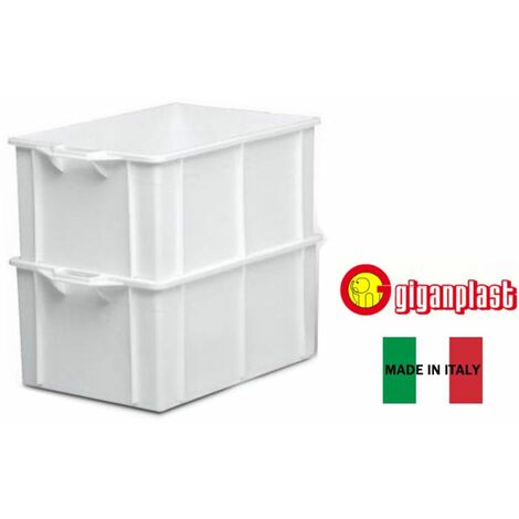 2 Cassette contenitori 1 coperchio box bacinella per impasto pizza pane  30x40 cm