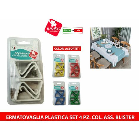 FERMATOVAGLIA PLASTICA SET 4 PZ. BIANCO BLISTER - Big House Shop