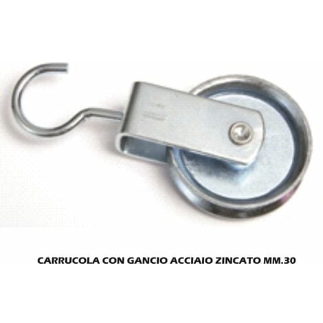 CARRUCOLA CON GANCIO ACCIAIO ZINCATO MM.30