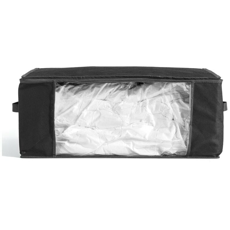 WENKO Housse rangement sous vide avec boîte de rangement, Soft Box L, 75%  d'économie de place, protège les textiles de l'humidité et des mites,  Plastique, 65x50x27cm, Blanc - Transparent