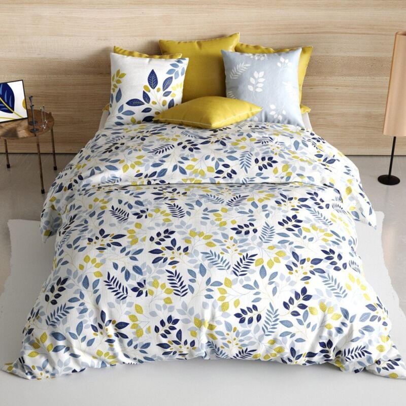 Housse de couette 140x200 Malme + 1 taie 100% coton 57 fils - Bleu