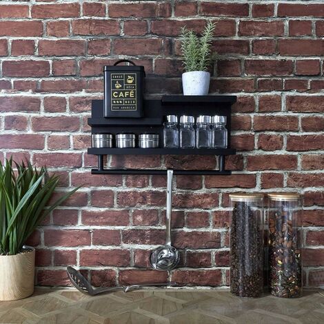 Etagère murale bois noir