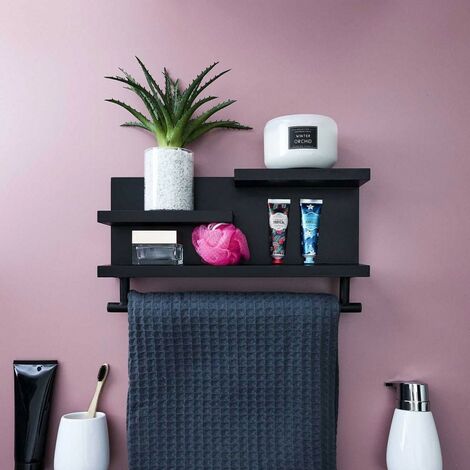 Etagère murale bois noir
