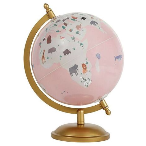 Globe terrestre rose animaux (1/2)