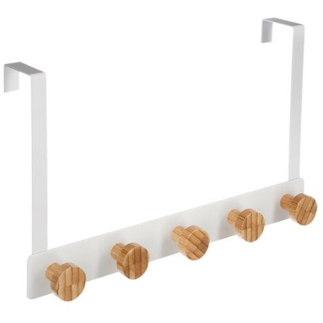 Patère métal bambou 5 têtes pour porte blanc (1/2)